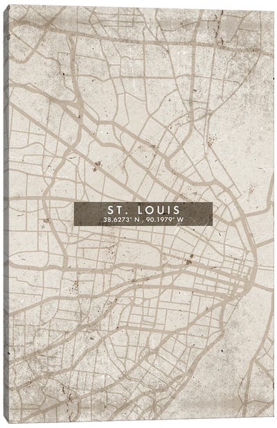 Saint Louis City Map Abstract Style Canvas Art Print - Missouri Art