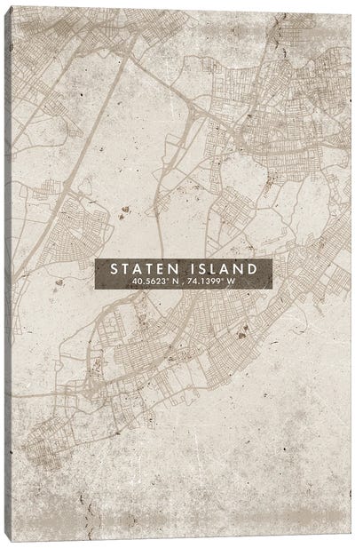 Staten Island, New York City Map Abstract Style Canvas Art Print