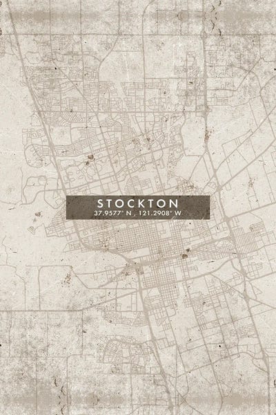 Stockton, California City Map Abstract Style by WallDecorAddict canvas print