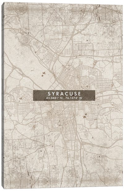 Syracuse City Map Abstract Style Canvas Art Print
