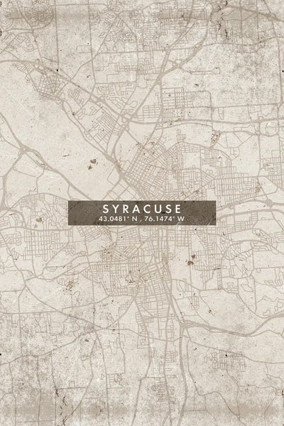 Syracuse: Syracuse City Map Abstract Style by WallDecorAddict