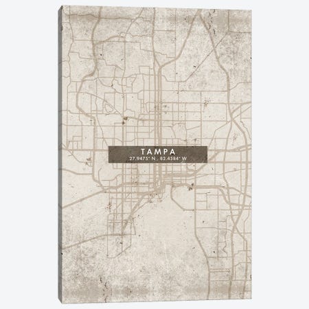 Tampa City Map Abstract Style Canvas Print #WDA2005} by WallDecorAddict Canvas Art Print