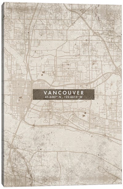 Vancouver City Map Abstract Style Canvas Art Print - British Columbia Art