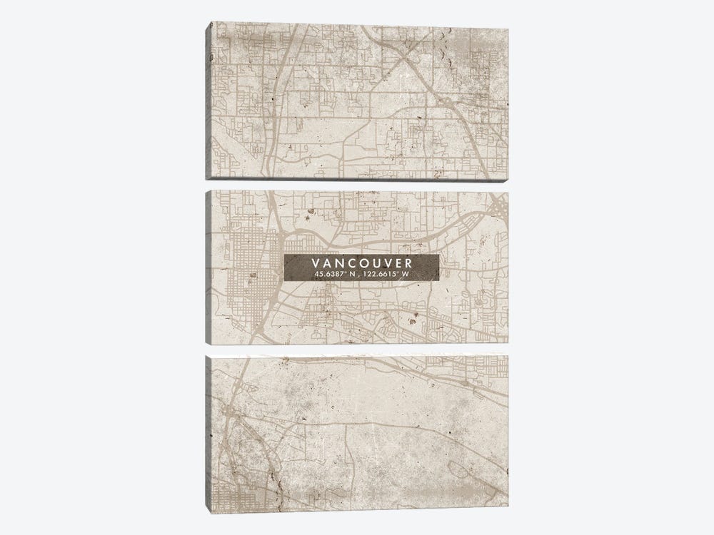 Vancouver City Map Abstract Style by WallDecorAddict 3-piece Canvas Wall Art