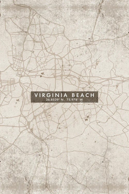 Virginia Beach City Map Abstract Style