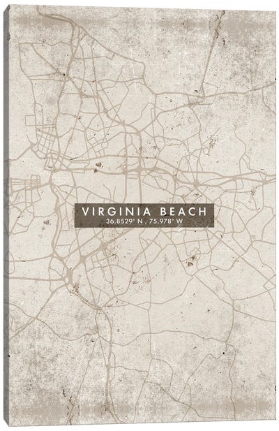 Virginia Beach City Map Abstract Style Canvas Art Print