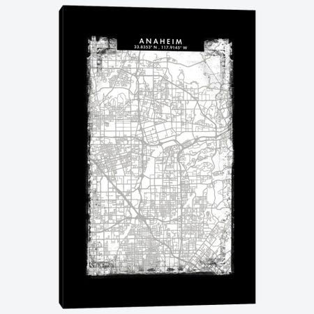 Anaheim City Map Black White Grey Style Canvas Print #WDA2011} by WallDecorAddict Canvas Print