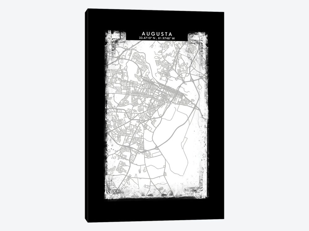 Augusta City Map Black White Grey Style by WallDecorAddict 1-piece Art Print