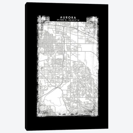 Aurora City Map Black White Grey Style Canvas Print #WDA2015} by WallDecorAddict Canvas Art