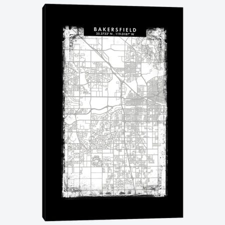 Bakersfield City Map Black White Grey Style Canvas Print #WDA2017} by WallDecorAddict Canvas Artwork