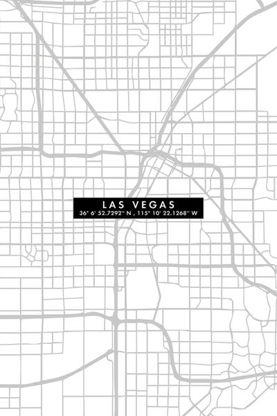 Las Vegas Maps: Las Vegas City Map Minimal by WallDecorAddict
