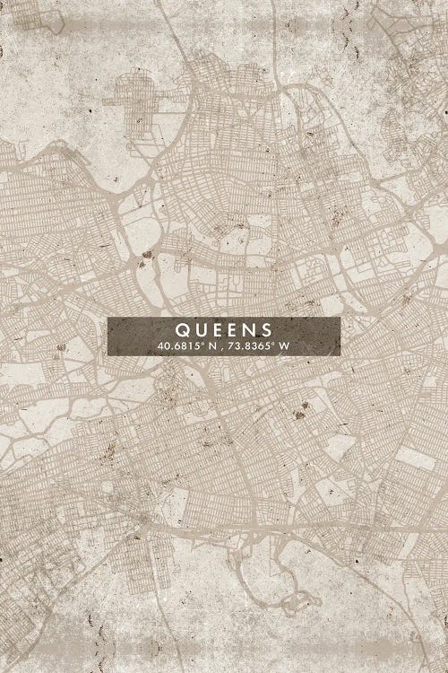 Queens City Map Abstract Style