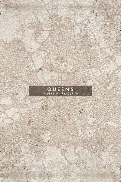 Queens: Queens City Map Abstract Style by WallDecorAddict
