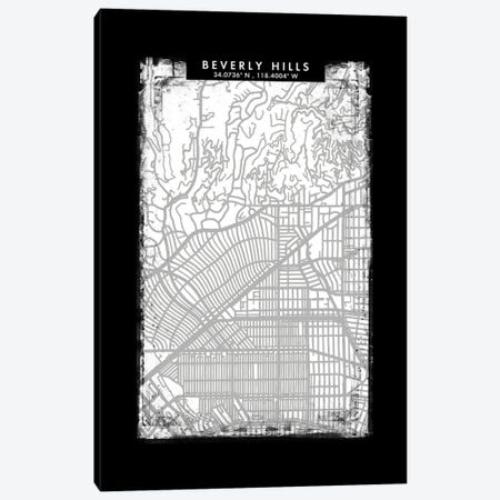 Beverly Hills City Map Black White Grey Style Canvas Print #WDA2021} by WallDecorAddict Canvas Art