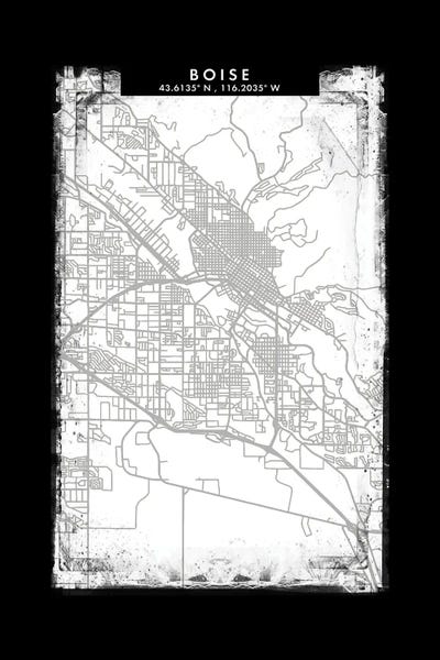 Idaho: Boise City Map Black White Grey Style by WallDecorAddict