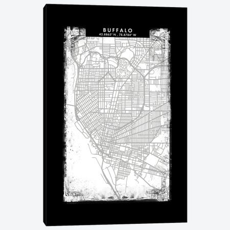Buffalo City Map Black White Grey Style Canvas Print #WDA2029} by WallDecorAddict Canvas Artwork