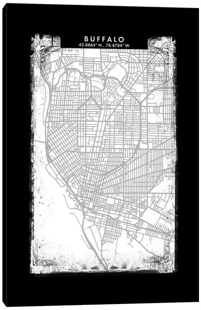 Buffalo City Map Black White Grey Style Canvas Art Print - Buffalo Art