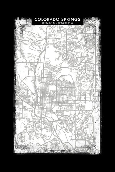 Colorado: Colorado Springs City Map Black White Grey Style by WallDecorAddict