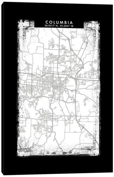 Columbia City Map Black White Grey Style Canvas Art Print