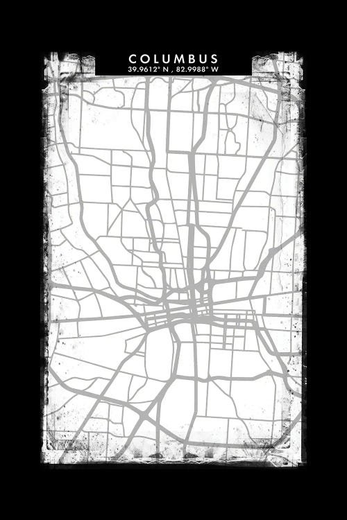 Columbus City Map Black White Grey Style by WallDecorAddict wall art