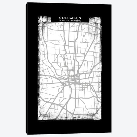 Columbus City Map Black White Grey Style Canvas Print #WDA2039} by WallDecorAddict Canvas Print