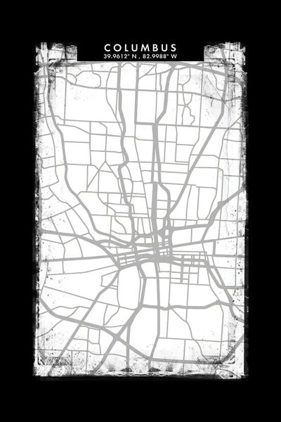 Ohio: Columbus City Map Black White Grey Style by WallDecorAddict