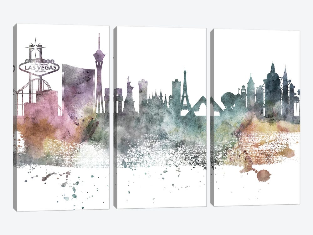 Las Vegas Pastel Skylines by WallDecorAddict 3-piece Art Print