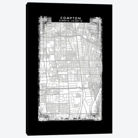 Compton City Map Black White Grey Style Canvas Print #WDA2040} by WallDecorAddict Canvas Wall Art