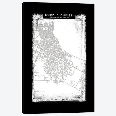 Corpus Christi City Map Black White Grey Style Canvas Print #WDA2041} by WallDecorAddict Canvas Artwork