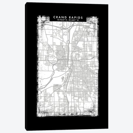 Grand Rapids City Map Black White Grey Style Canvas Print #WDA2042} by WallDecorAddict Canvas Artwork