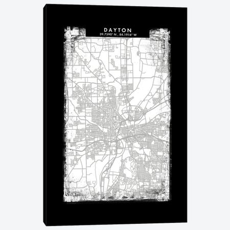 Dayton City Map Black White Grey Style Canvas Print #WDA2043} by WallDecorAddict Canvas Art