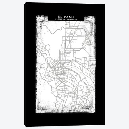 El Paso City Map Black White Grey Style Canvas Print #WDA2045} by WallDecorAddict Canvas Art Print