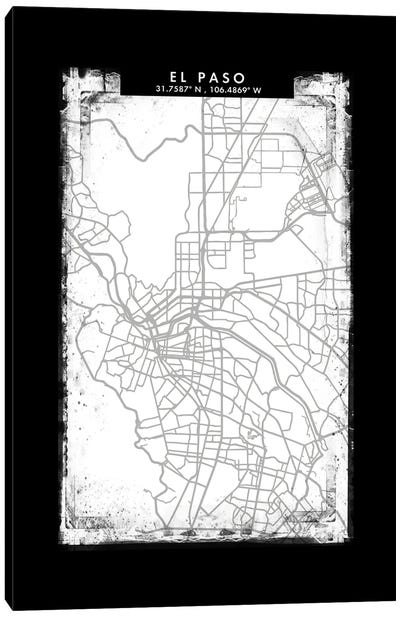 El Paso City Map Black White Grey Style Canvas Art Print