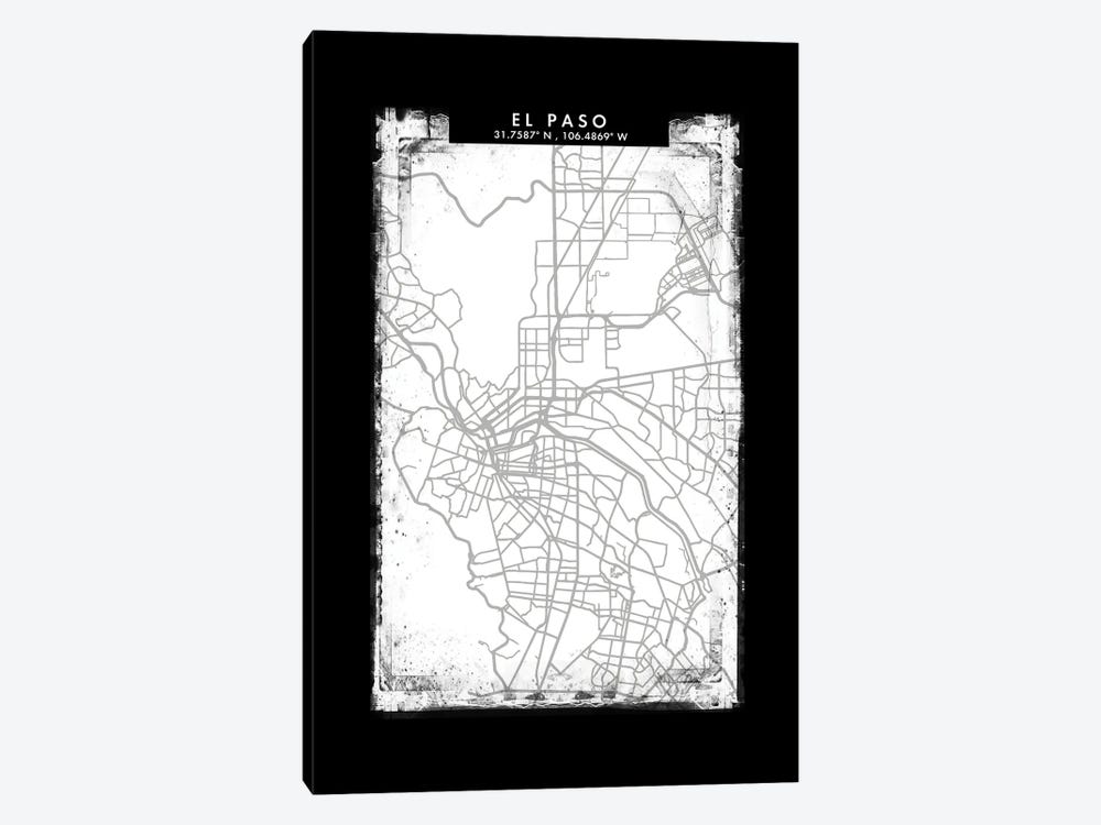 El Paso City Map Black White Grey Style by WallDecorAddict 1-piece Art Print
