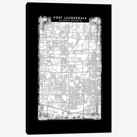 Fort Lauderdale City Map Black White Grey Style Canvas Print #WDA2046} by WallDecorAddict Canvas Art Print