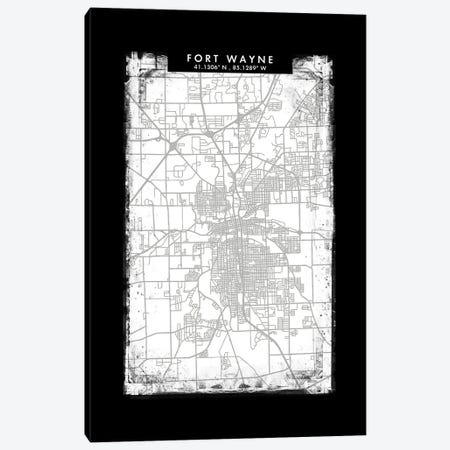 Fort Wayne City Map Black White Grey Style Canvas Print #WDA2047} by WallDecorAddict Canvas Art Print