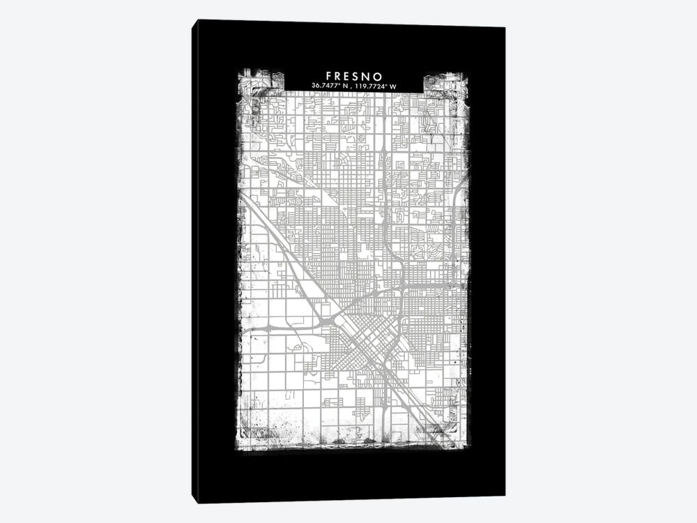 Fresno City Map Black White Grey Style by WallDecorAddict 1-piece Art Print
