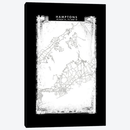 Hamptons City Map Black White Grey Style Canvas Print #WDA2052} by WallDecorAddict Canvas Art Print