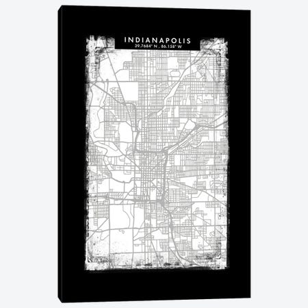 Indianapolis City Map Black White Grey Style Canvas Print #WDA2055} by WallDecorAddict Canvas Artwork