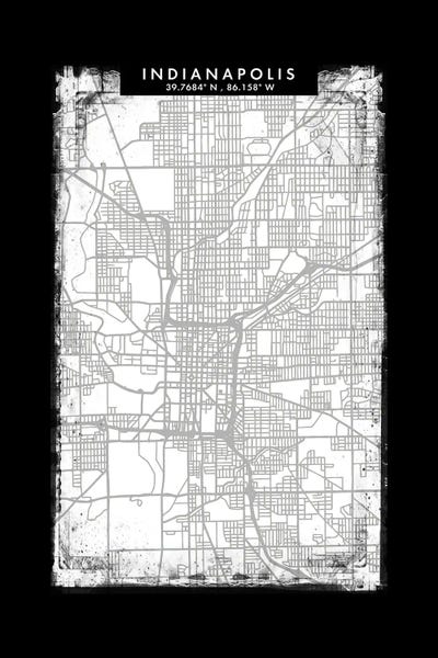 Indianapolis: Indianapolis City Map Black White Grey Style by WallDecorAddict