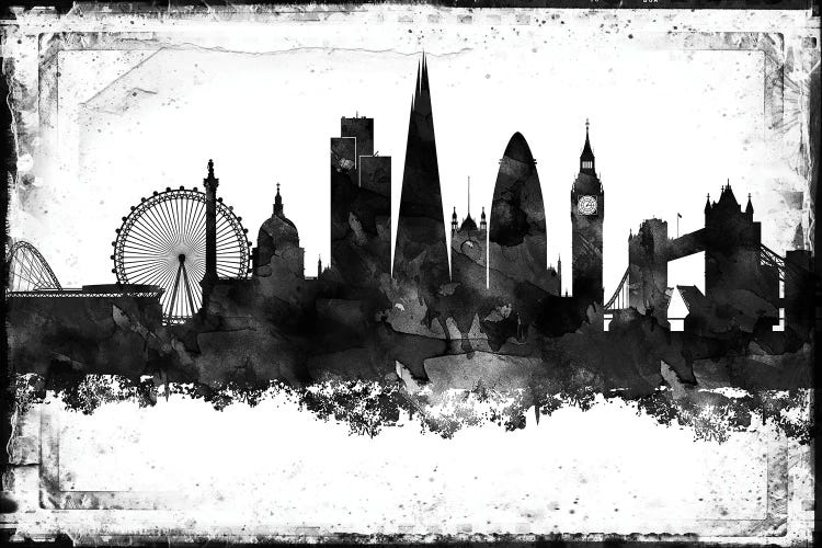 London Black And White Framed Skylines