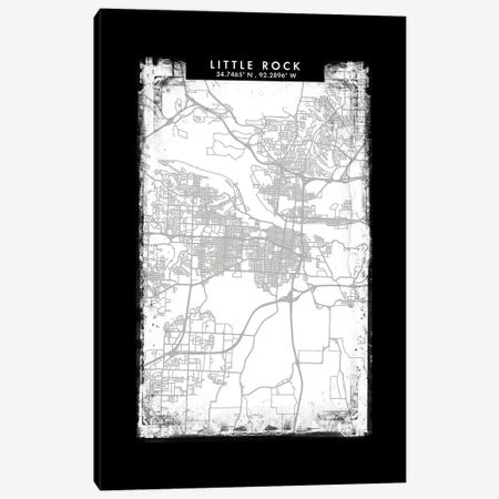 Little Rock City Map Black White Grey Style Canvas Print #WDA2064} by WallDecorAddict Canvas Print