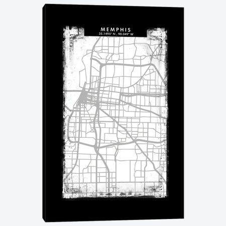Memphis City Map Black White Grey Style Canvas Print #WDA2068} by WallDecorAddict Canvas Art