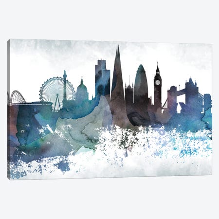 London Bluish Skylines Canvas Print #WDA206} by WallDecorAddict Canvas Wall Art