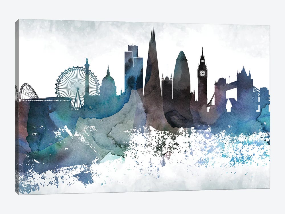 London Bluish Skylines by WallDecorAddict 1-piece Canvas Wall Art