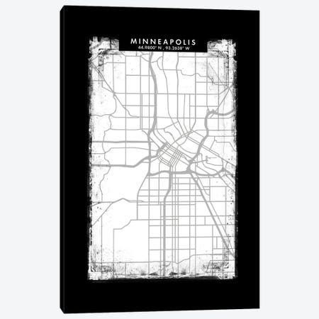 Minneapolis City Map Black White Grey Style Canvas Print #WDA2071} by WallDecorAddict Art Print