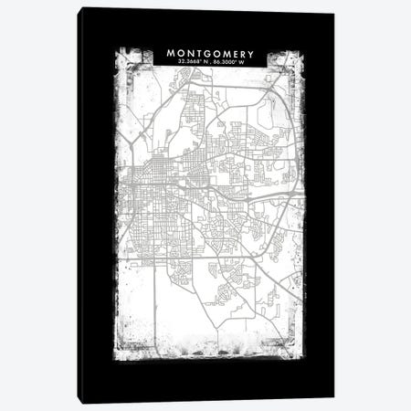 Montgomery  City Map Black White Grey Style Canvas Print #WDA2072} by WallDecorAddict Art Print