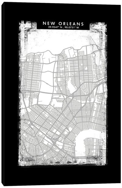 New Orleans City Map Black White Grey Style Canvas Art Print - New Orleans Art