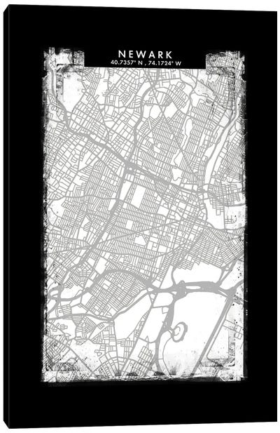 Newark City Map Black White Grey Style Canvas Art Print