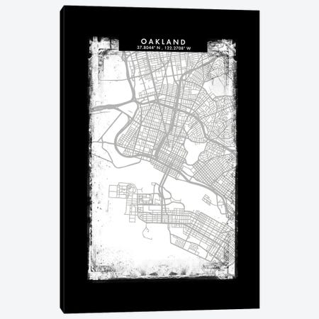 Oakland City Map Black White Grey Style Canvas Print #WDA2077} by WallDecorAddict Canvas Artwork